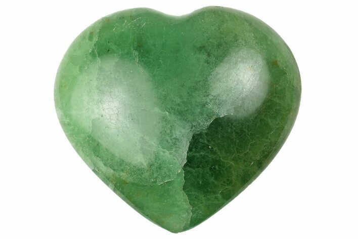 Polished Fluorescent Green Fluorite Heart - Madagascar #256183